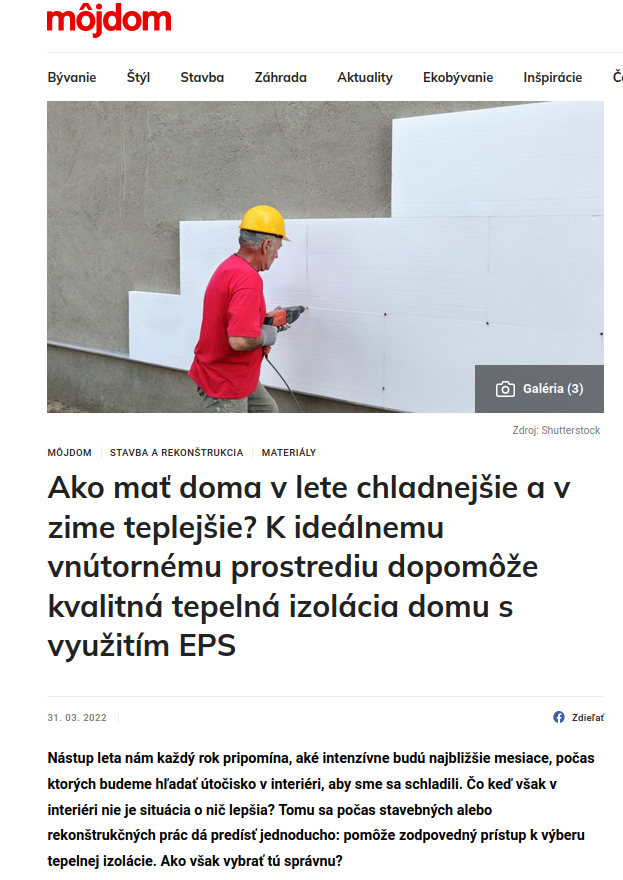 Ako mať doma v lete chladnejšie a v zime teplejšie? K ideálnemu vnútornému prostrediu dopomôže kvalitná tepelná izolácia domu s využitím EPS