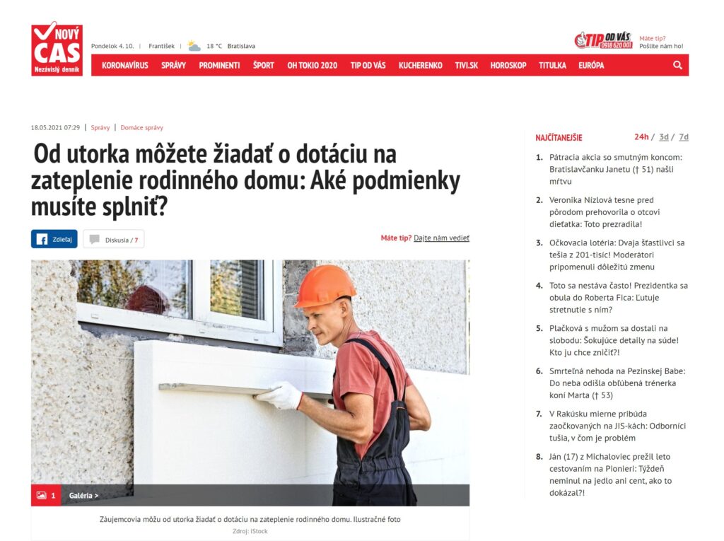 Dotácia na zateplenie rodinného domu