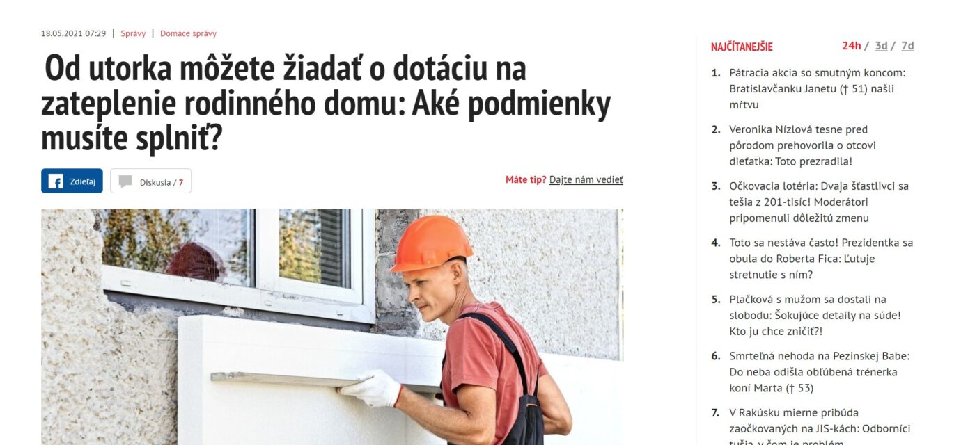 Dotácia na zateplenie rodinného domu