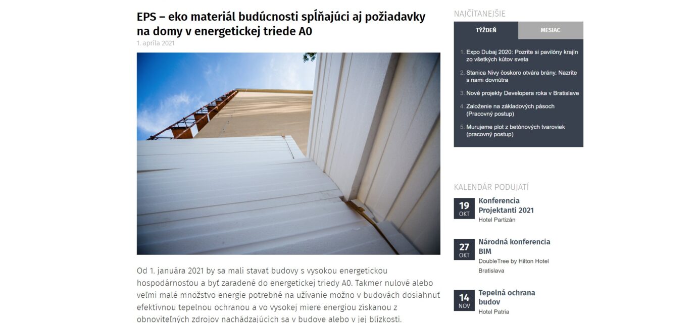 EPS – eko materiál budúcnosti spĺňajúci aj požiadavky na domy v energetickej triede A0