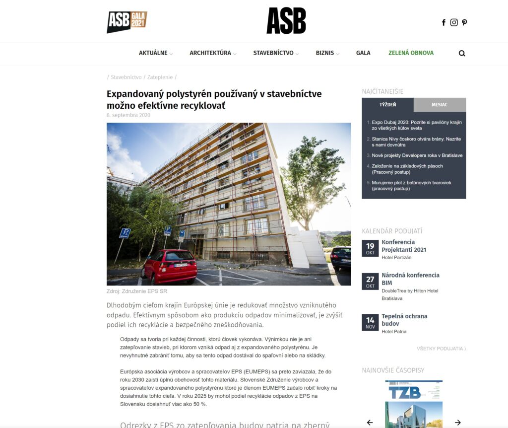 Expandovaný polystyrén používaný v stavebníctve možno efektívne recyklovať