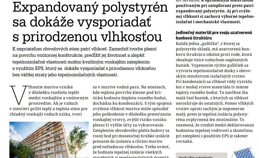 Expandovaný polystyrén sa dokáže vysporiadať s prirodzenou vlhkosťou