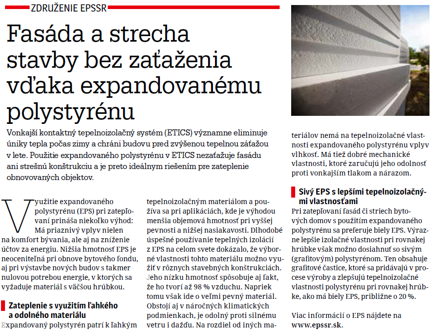 Fasáda a strecha stavby bez zaťaženia vďaka expandovanému polystyrénu