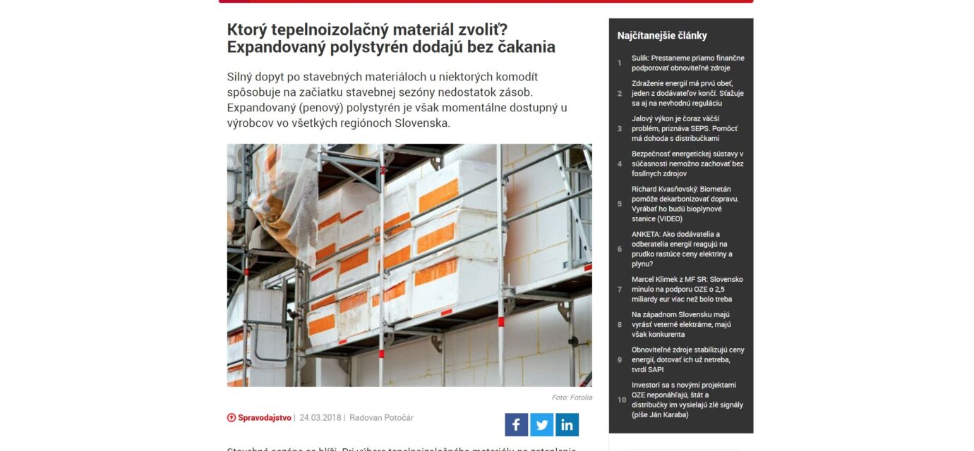Ktorý tepelnoizolačný materiál zvoliť? Expandovaný polystyrén dodajú bez čakania