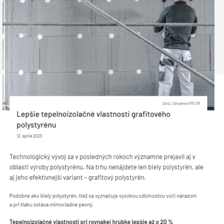 Lepšie tepelnoizolačné vlastnosti grafitového polystyrénu