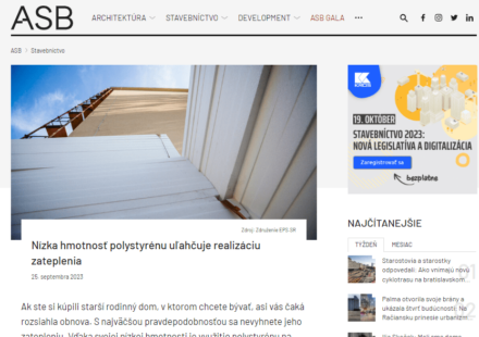 Nízka hmotnosť polystyrénu uľahčuje realizáciu zateplenia