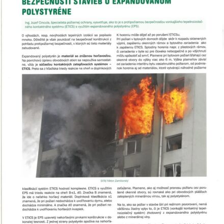 Odborník v oblasti protipožiarnej bezpečnosti stavieb o expandovanom polystyréne