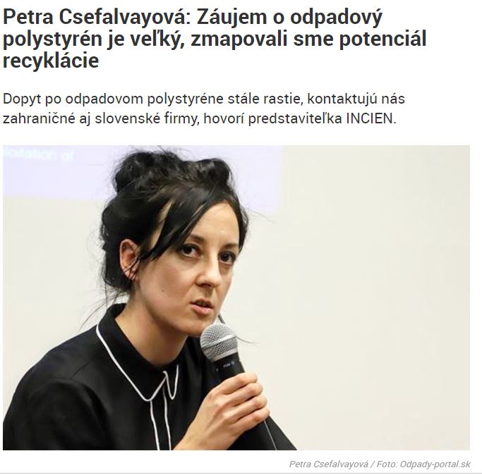 Petra Csefalvayová: Záujem o odpadový polystyrén je veľký, zmapovali sme potenciál recyklácie