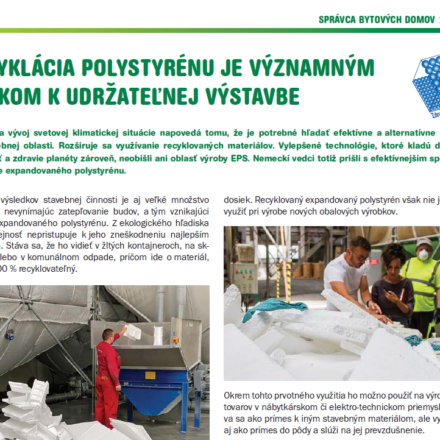 Recyklácia polystyrénu je významným krokom k udržateľnej výstavbe