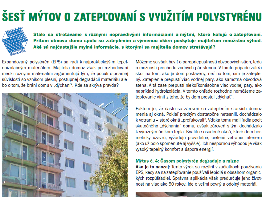 Šesť mýtov o zatepľovaní s využitím polystyrénu