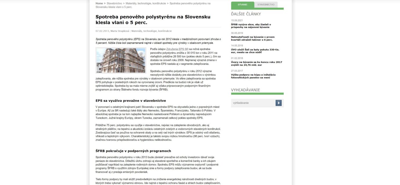 Spotreba penového polystyrénu www. abc -bývanie