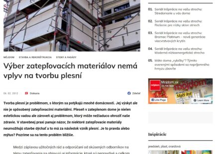 Výber zatepľovacích materiálov nemá vplyv na tvorbu plesní