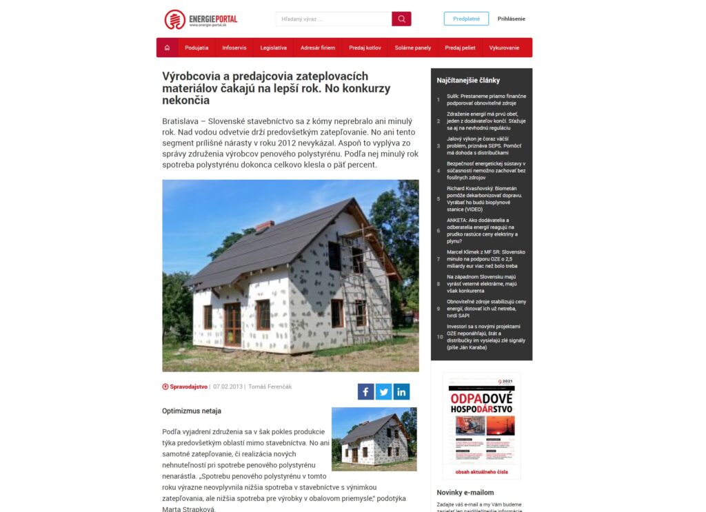 Výrobcovia a predajcovia zateplovacích materiálov čakajú na lepší rok. No konkurzy nekončia