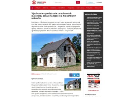 www.energie-portal.sk 02/2013: Výrobcovia a predajcovia zateplovacích materiálov čakajú na lepší rok. No konkurzy nekončia