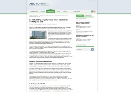 www.abc-byvanie.sk 03/2013: Za nekvalitný polystyrén sa môže obchodník dostať pred súd