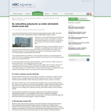 www.abc-byvanie.sk 03/2013: Za nekvalitný polystyrén sa môže obchodník dostať pred súd