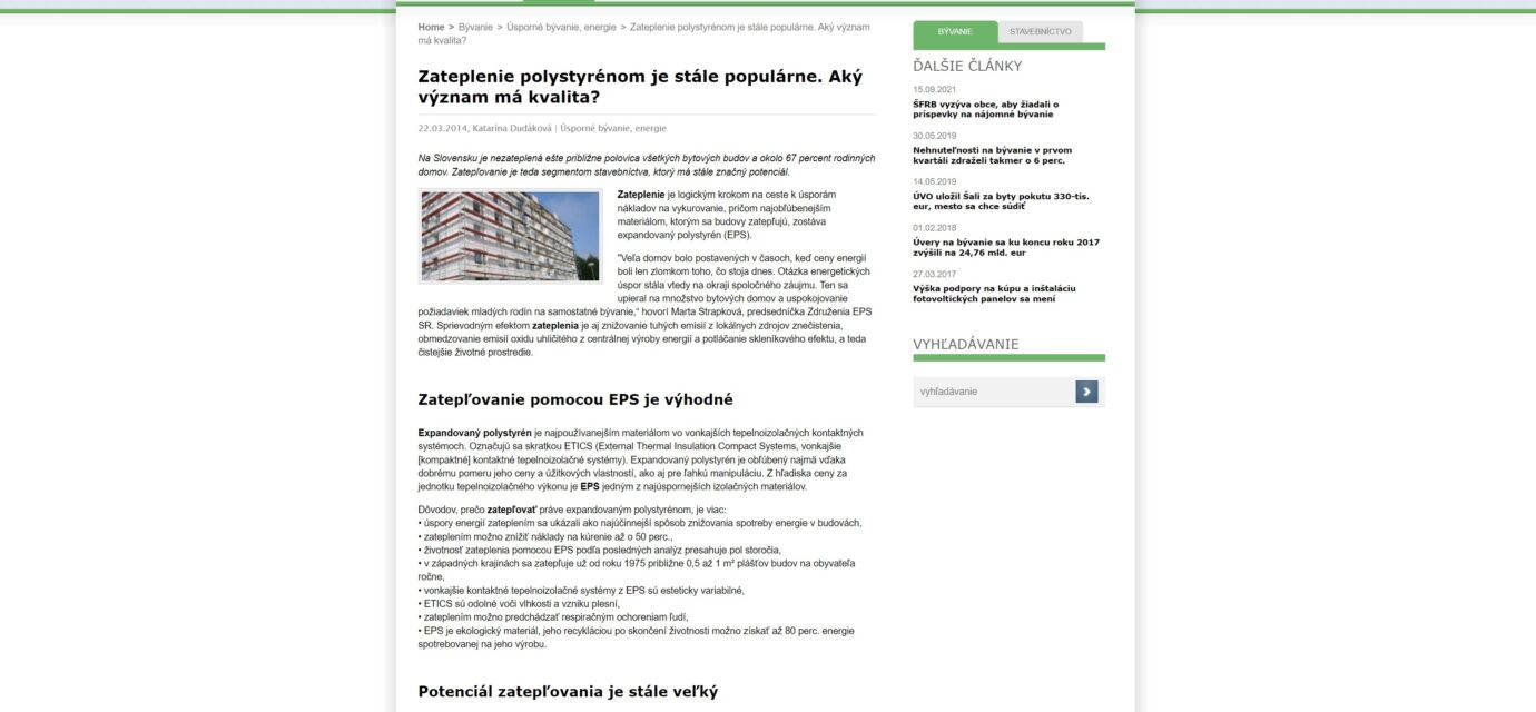 www.abc-byvanie.sk: Zateplenie polystyrénom je stále populárne. Aký význam má kvalita?