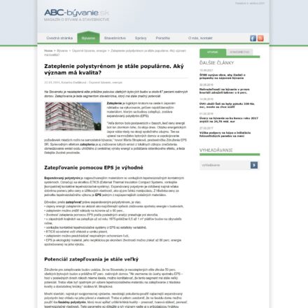 www.abc-byvanie.sk: Zateplenie polystyrénom je stále populárne. Aký význam má kvalita?