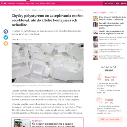 Zbytky polystyrénu zo zatepľovania možno recyklovať