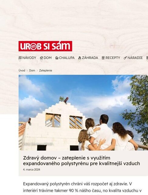 Zdravý domov - zateplenie s využitím expandovaného polystyrénu pre kvalitnejší vzduch