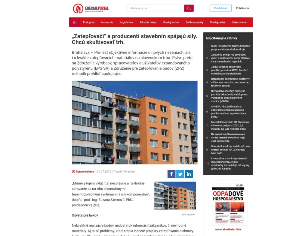„Zatepľovači“ a producenti stavebnín spájajú sily. Chcú skultivovať trh.