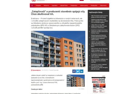 „Zatepľovači“ a producenti stavebnín spájajú sily. Chcú skultivovať trh.