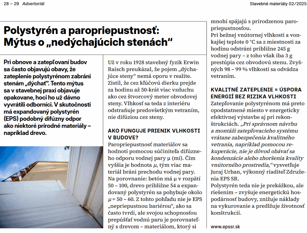 Polystyrén a paropriepustnosť: Mýtus o „nedýchajúcich stenách“